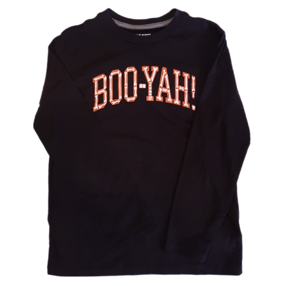 Old Navy Boo-Yah Halloween Tshirt Glow In The Dark Long Sleeve Boys 10 12